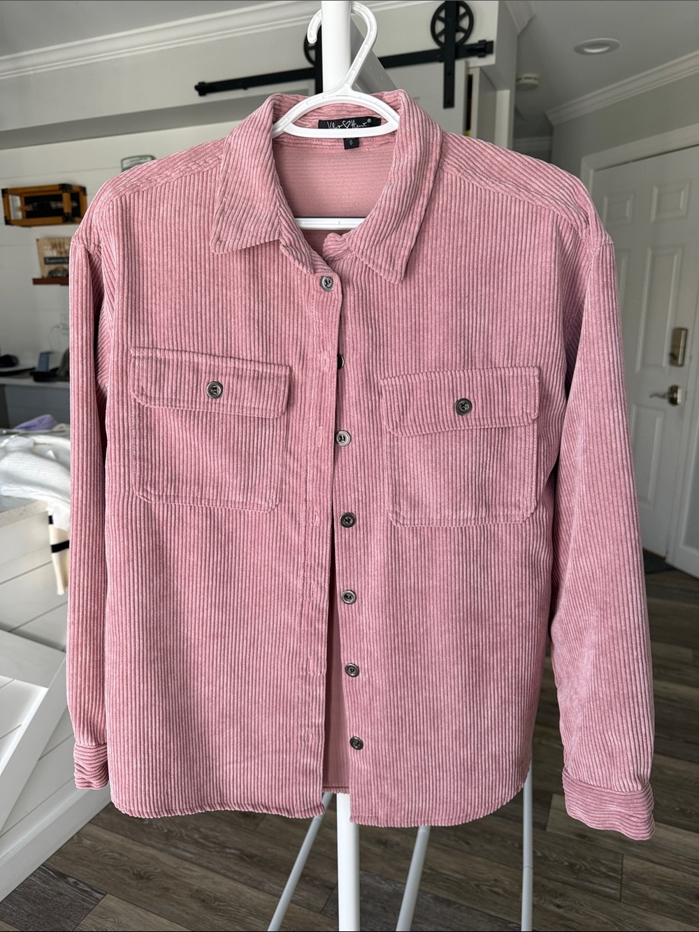 Velvet Heart Ribbed Top in Dusty Pink
